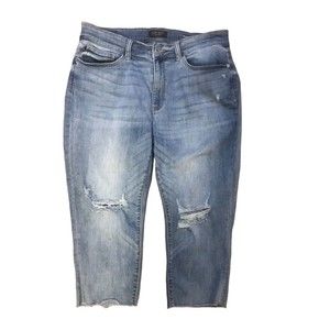 Judy Blue Womens Distressed Medium Wash Skinny Fit Capri Stretch Denim Jeans 16W